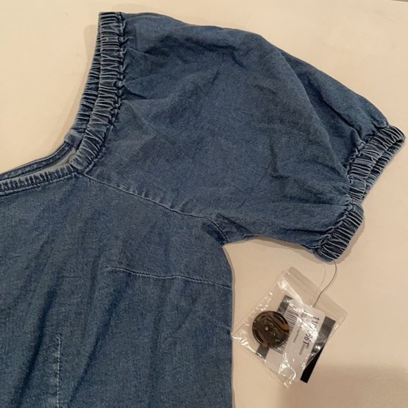 NWT (4) (8) INC International concepts dark denim button up square neck puff - Picture 5 of 12